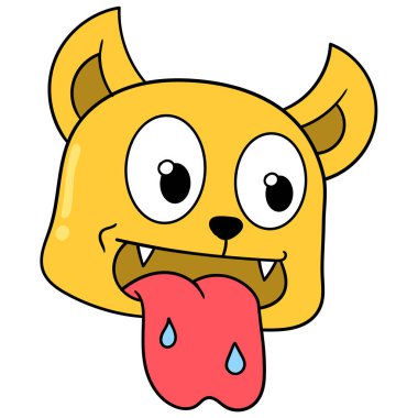 Tatlı kedi kafası dilinden çıkmış, karalama simgesi çiziyor.