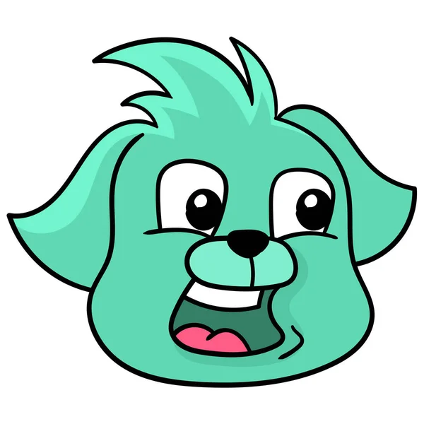 Κεφάλι Του Σκύλου Ήταν Πράσινο Πρόσωπο Γελάει Χαρούμενα Ζωγραφισμένο Σκίτσα — Διανυσματικό Αρχείο
