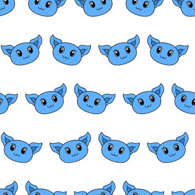 Gülümse kedi yavrusu desensiz tekstil izi. tekrarlanan kalıp arkaplan tasarımı