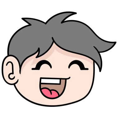 Yüzünde mutlu bir şekilde gülen, karalama ikonu çizen adamın kafası.