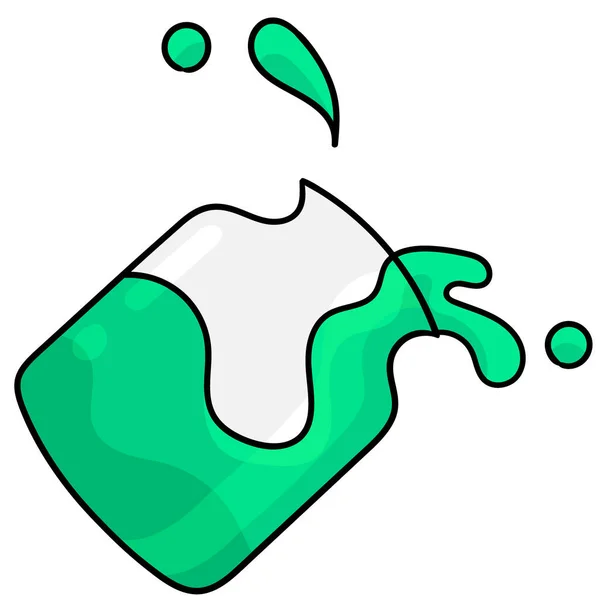 Glass Jar Filled Spurting Green Liquid Doodle Icon Drawing — Stock vektor