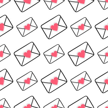 Aşk mektubu, kusursuz tekstil izi. tekrarlanan kalıp arkaplan tasarımı