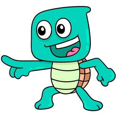 Şirin kaplumbağa eğleniyor, karalama ikonu imajı kawaii