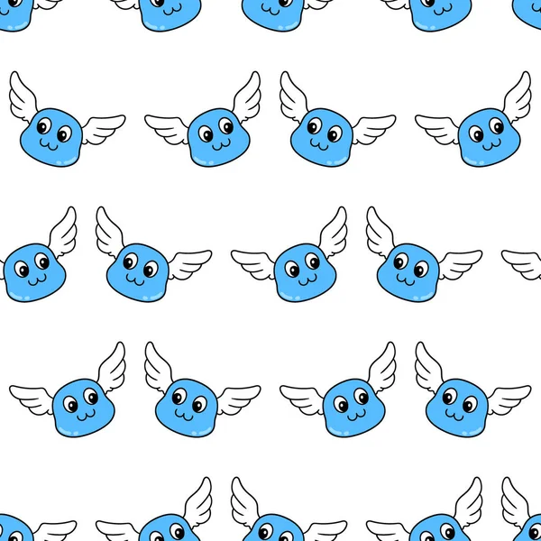 Gülümseme kanat canavarı kusursuz tekstil izi. tekrarlanan kalıp arkaplan tasarımı