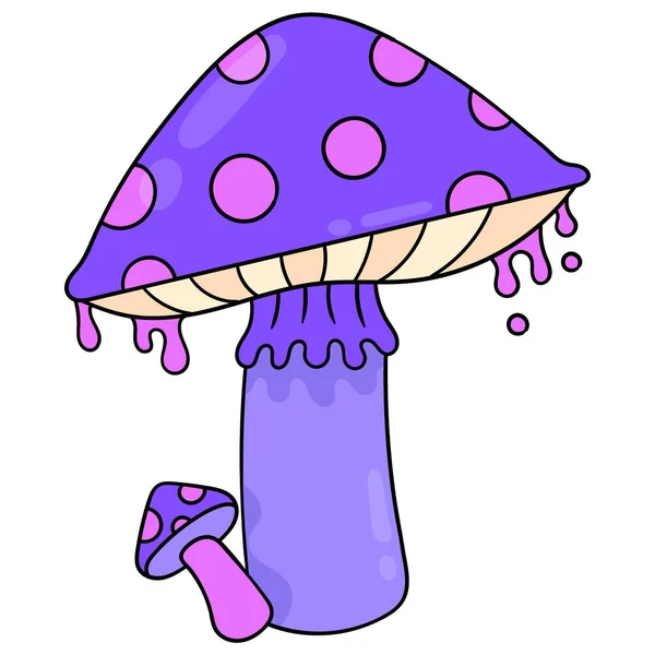 Champignon Sauvage Est Couleur Pourpre Dessin Icône Doodle — Image vectorielle