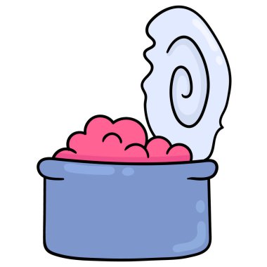 Kıymalı konserve yiyecek. karalama simgesi çizimi