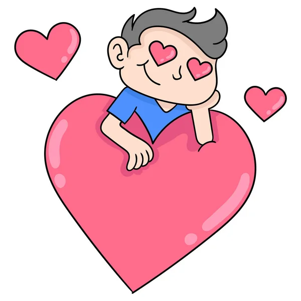 Αγόρι Αισθάνεται Ερωτεύεται Ιππασία Αγάπη Φαντασία Doodle Εικόνα Kawaii — Διανυσματικό Αρχείο