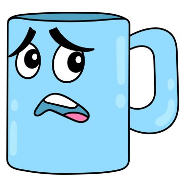 Hüzünlü görünümlü seramik cam obje benda, karalama simgesi çizimi