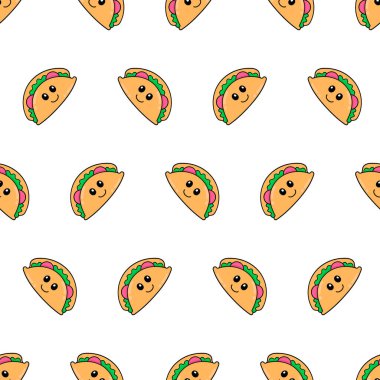 Sandviç gülüşü Kawaii kusursuz tekrarlama kalıbı. arkaplan illüstrasyonu