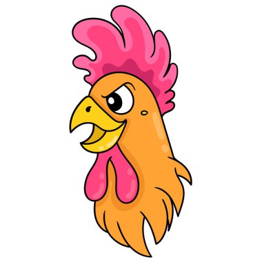 Horozun kafasının sert ve sert bir yüzü, karalama ikonu çizimi vardır.