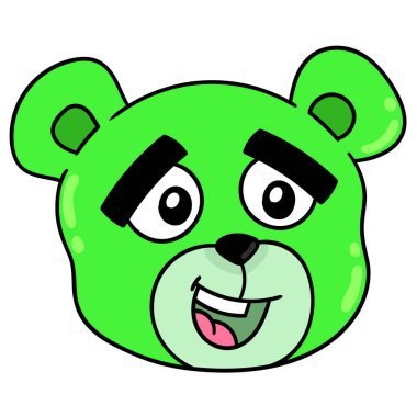 yeşil ayı kafası gülen surat, karalama ikonu çizimi