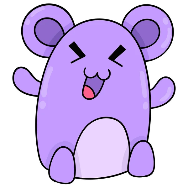 Happy Faced Purple Mouse Monster Doodle Icon Image Kawaii — Stock Vector