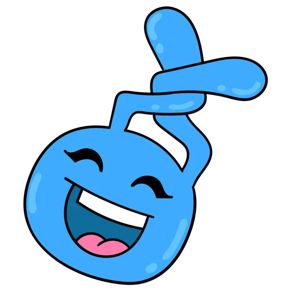 Sourire Bleu Tête Lapin Dessin Icône Doodle — Image vectorielle