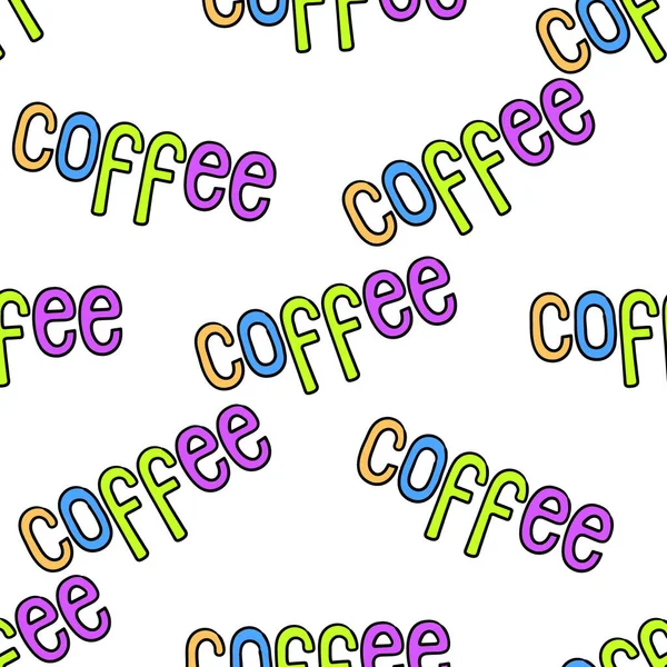 Kaffe Text Sömlös Upprepa Mönster Bakgrund Illustration — Stock vektor