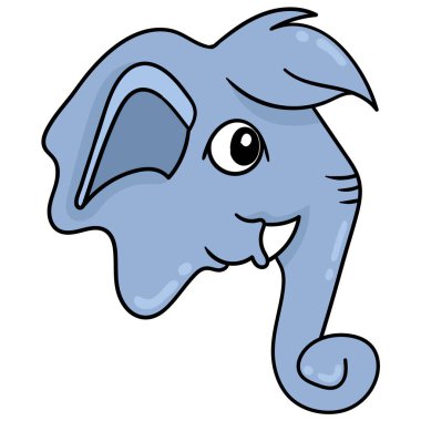 Uzun hortumlu bir filin kafası yandan görülüyor, karalama simgesi çiziyor