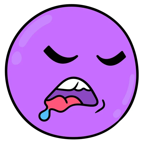 Cabeza Bola Púrpura Está Durmiendo Hasta Babear Garabato Icono Dibujo — Vector de stock