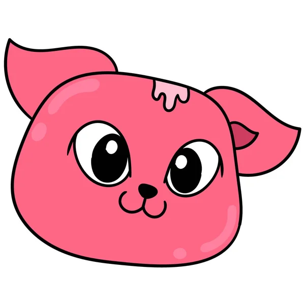 Red Cat Head Smiling Happily Doodle Icon Drawing — Stock vektor