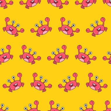 Kırmızı yengeç kusursuz tekrar deseni. arkaplan illüstrasyonu