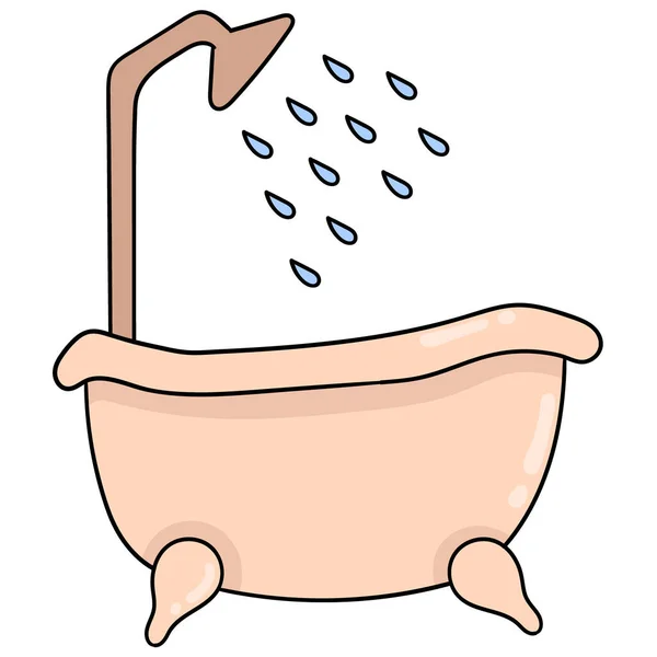 Banheira Banho Com Chuveiro Fonte Desenho Ícone Doodle — Vetor de Stock