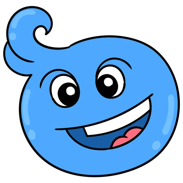 Tête Bleue Avec Rire Heureux Dessin Icône Doodle — Image vectorielle