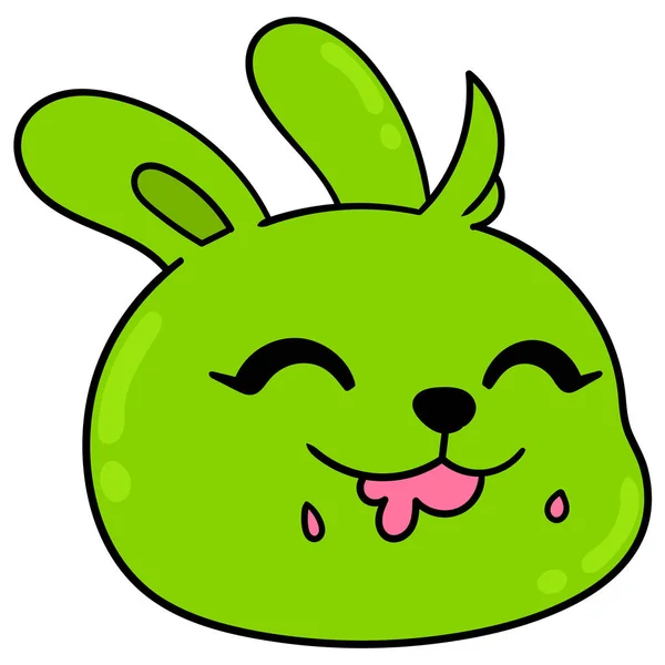 Rabbit Head Chewing Food Doodle Icon Drawing — Διανυσματικό Αρχείο