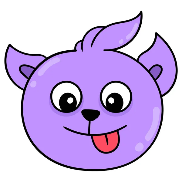 Tame Purple Dog Head Sneering Doodle Icon Drawing — Stock Vector