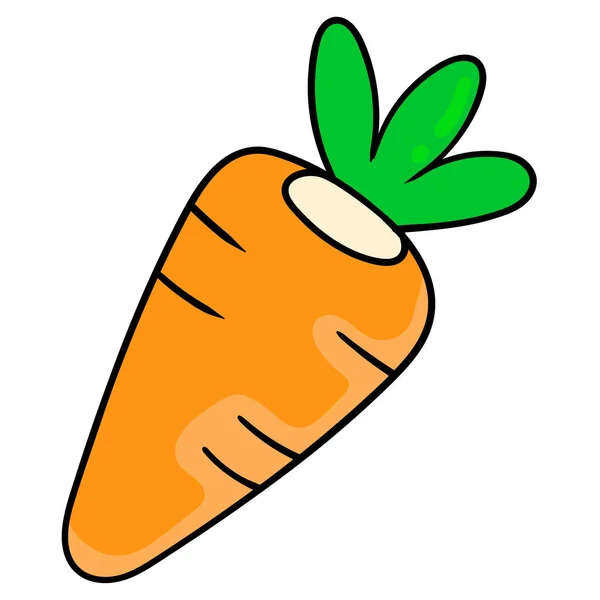 Свіжий Морква Овоч Малюнок Значка Каракулі — стоковий вектор