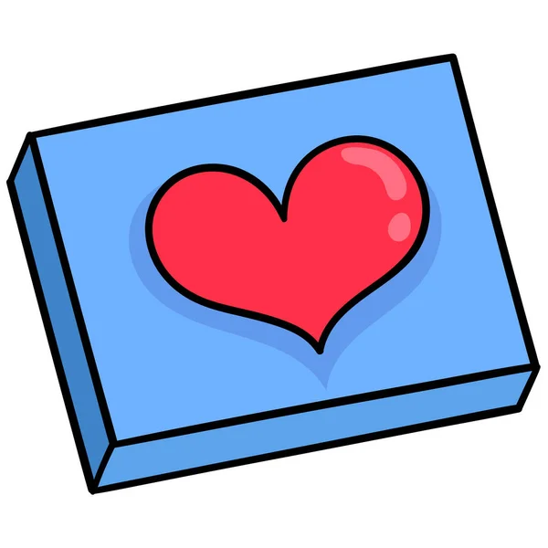 Liefde Hart Bord Doodle Pictogram Tekening — Stockvector