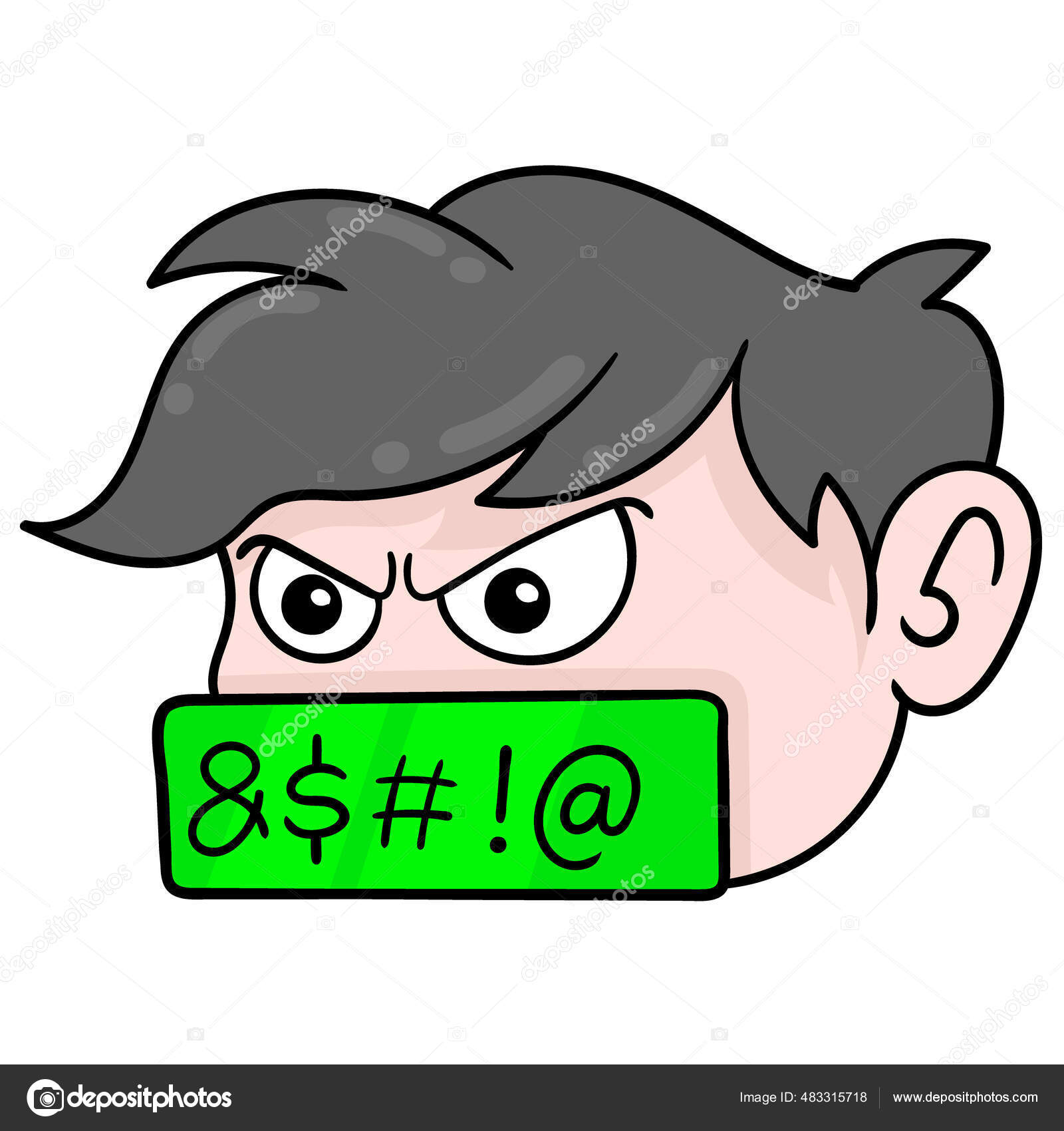 Menneskehode Gutt Med Sint Ansikt Banner Doodle Ikon Tegner stockvektor ©  AR_twork #483315718, image size:1600x1700