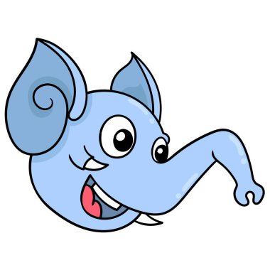 Uzun hortumlu fil kafası gülümsüyor, karalama simgesi çiziyor