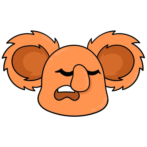 Oranje Koala Hoofd Slaapt Winterslaap Doodle Pictogram Tekening — Stockvector