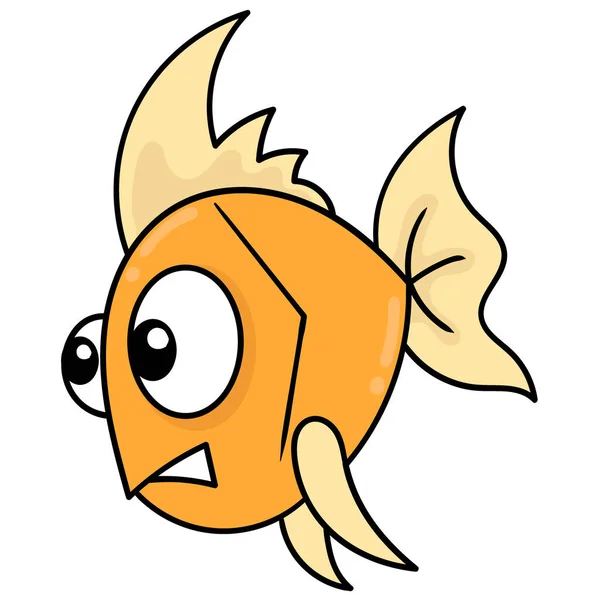 Wutgesichtiger Goldfisch Doodle Ikone — Stockvektor