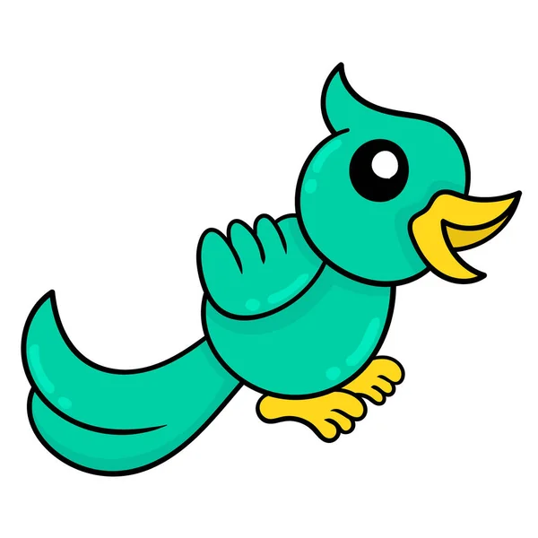 Beautiful Parakeet Chirping Doodle Icon Image Kawaii — Stock Vector
