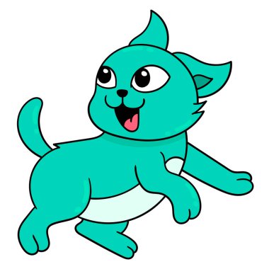 Mutlu kedi yavrusu oynamaya davet ediyor, karalama simgesi imajı Kawaii