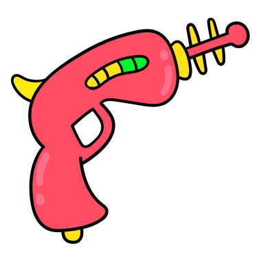 Uzaylı yaratık oyuncak silahı. karalama simgesi çizimi