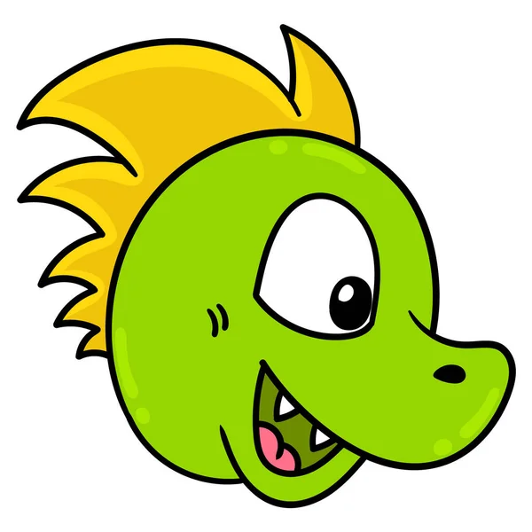 Смішне Обличчя Динозавра Голова Тварин Каракулі Іконка Малюнок — стоковий вектор