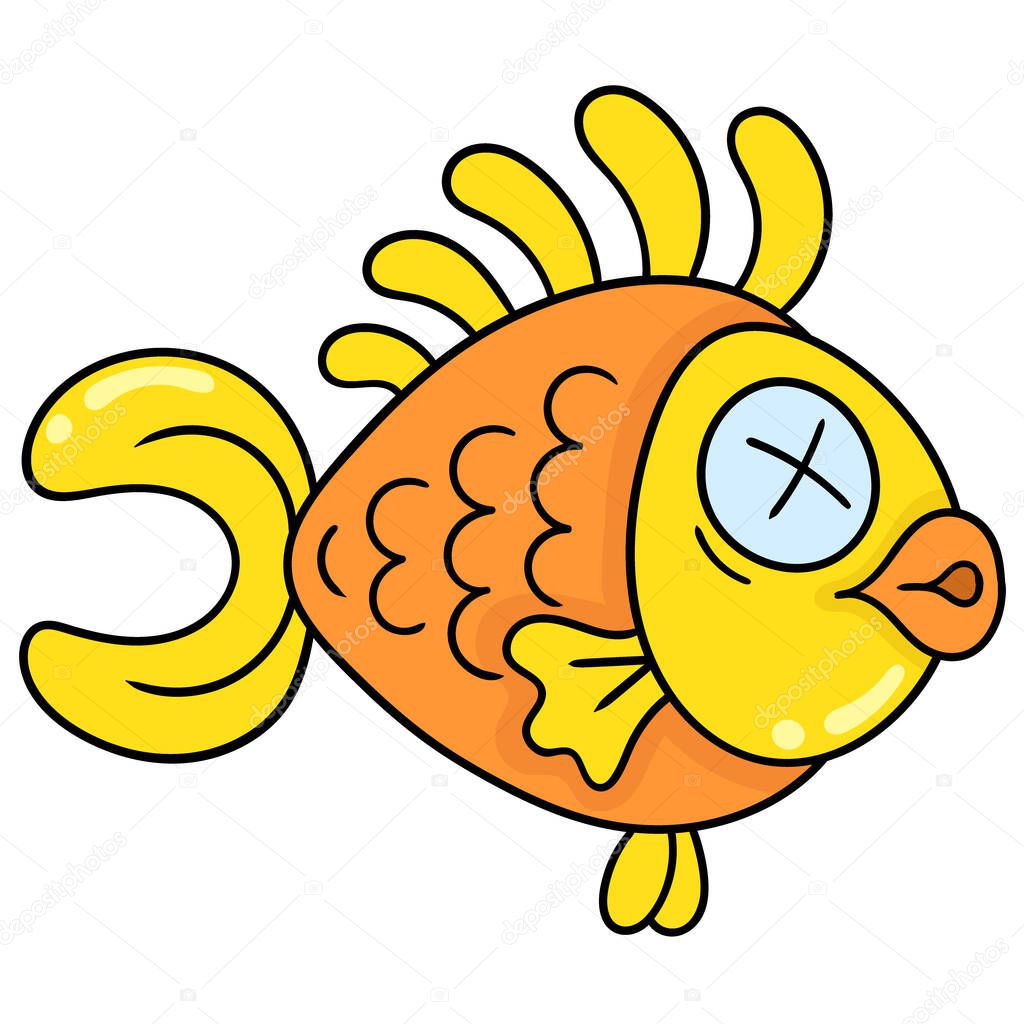 Faint faced goldfish, doodle icon drawing