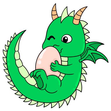 Dinozorlar mutlu bir şekilde yumurtalarının doğmasını bekliyorlar, karalama ikonu imajı Kawaii