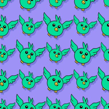 Uçan civciv kusursuz tekrarlama kalıbı. arkaplan illüstrasyonu