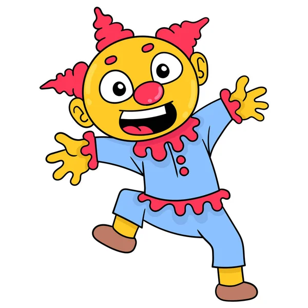 Clown Dress Spelen Grappig Iedereen Vermaken Doodle Pictogram Afbeelding Kawaii — Stockvector
