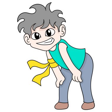 Mutlu yüzlü çocuk fotojenik poz veriyor, karalama ikonu resmi Kawaii