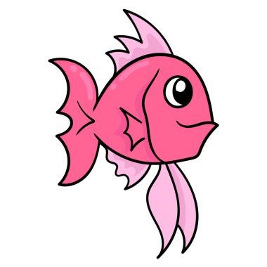 Güzel kırmızı süslemeli balık, karalama simgesi çizimi