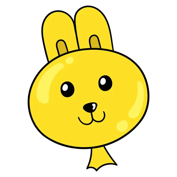Rabbit Head Shaped Yellow Balloon Doodle Icon Drawing — Stock Vector