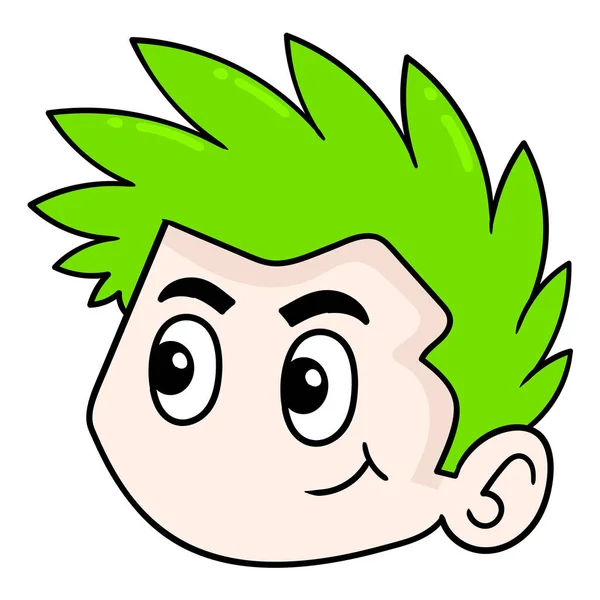 Хлопчик Зеленим Волоссям Гарний Прохолодний Каракулевий Малюнок — стоковий вектор
