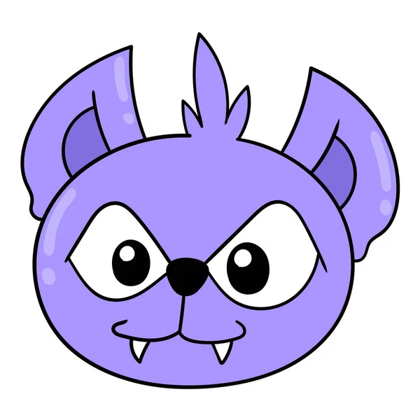 Cute Beautiful Purple Koala Head Doodle Icon Drawing — Stock Vector