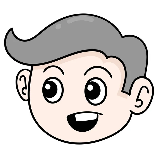 Όμορφο Και Φιλικό Κεφάλι Αγόρι Doodle Εικονίδιο Σχέδιο — Διανυσματικό Αρχείο