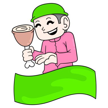 Müslüman çocuk bayram şablonu afişi yemek, karalama ikonu imajı Kawaii