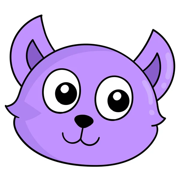 Lindo Frente Gato Morado Garabato Icono Dibujo — Archivo Imágenes Vectoriales