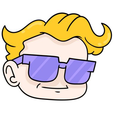 Havalı gözlüklü sarışın erkek kafası, karalama simgesi çizimi