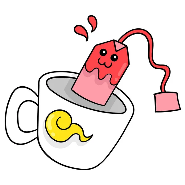 Teabags Śniadanie Ikona Ikony Doodle Kawaii — Wektor stockowy